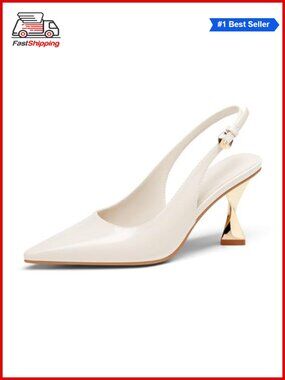 Kitten Heel Slingback Pointed Toe Pumps Comfortable Dress Shoes for Work
